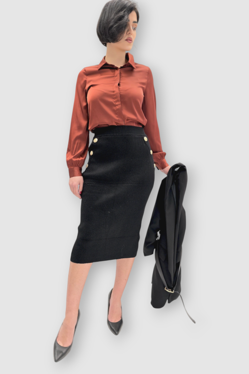 Ženska viskozna crna suknja Melodye pancil kroja