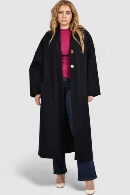 Ženski tamno plavi dugi kaput Madison