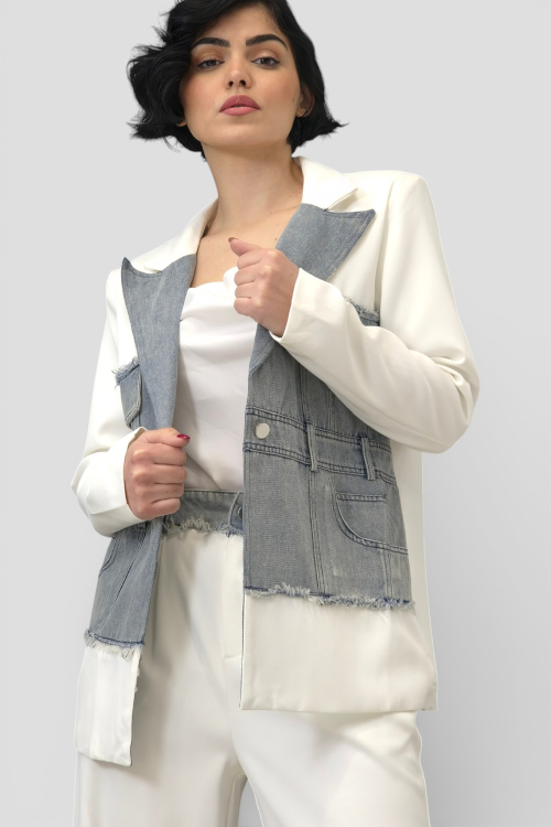 Ženski bijeli stilizirani set sako i hlače Bethany