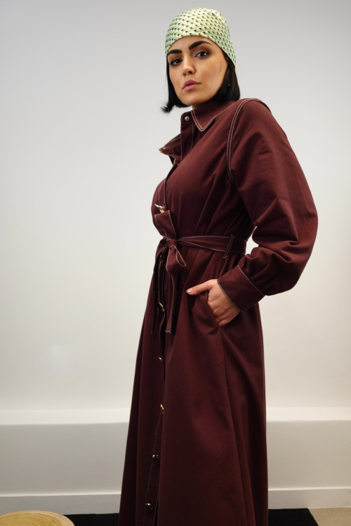 Duga bordo haljina Corinna u retro vintage stilu