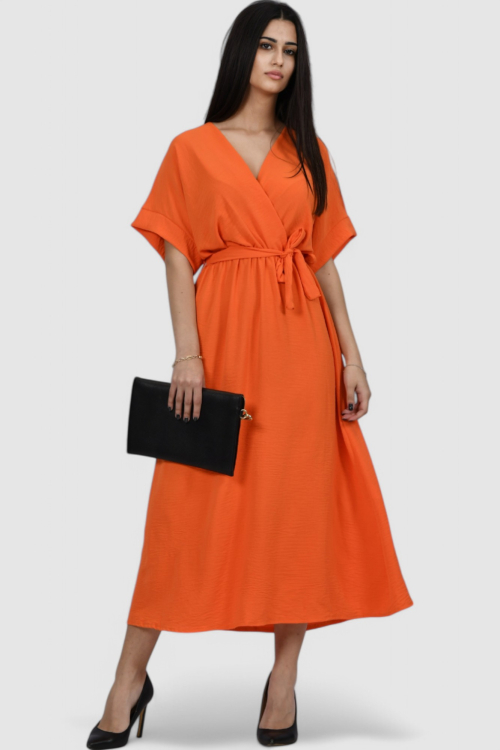 Ženska narančasta elegantna midi haljina Maisie