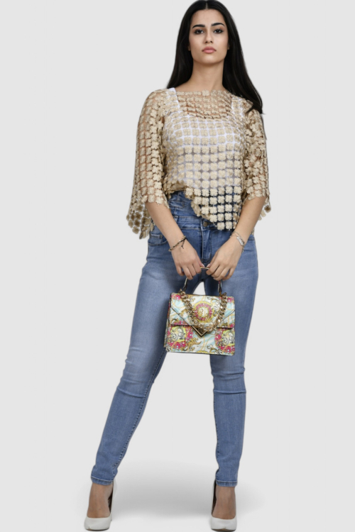 Ženski zlatni party top Elodiie