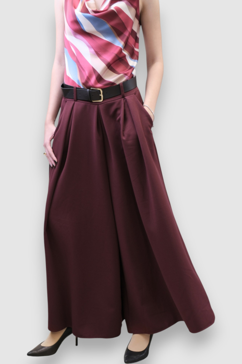 Ženske bordo suknja hlače Cicely s  remenom