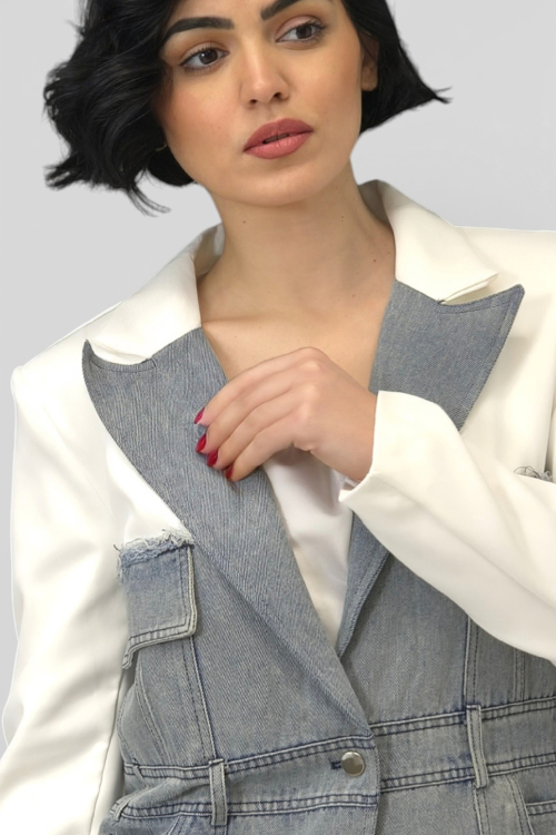 Ženski bijeli stilizirani set sako i hlače Bethany