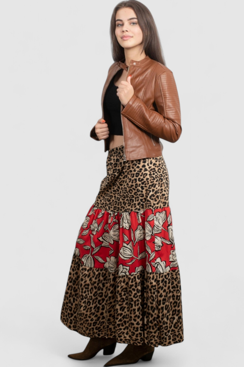 Ženska maxi suknja leopard uzorak Beatricia