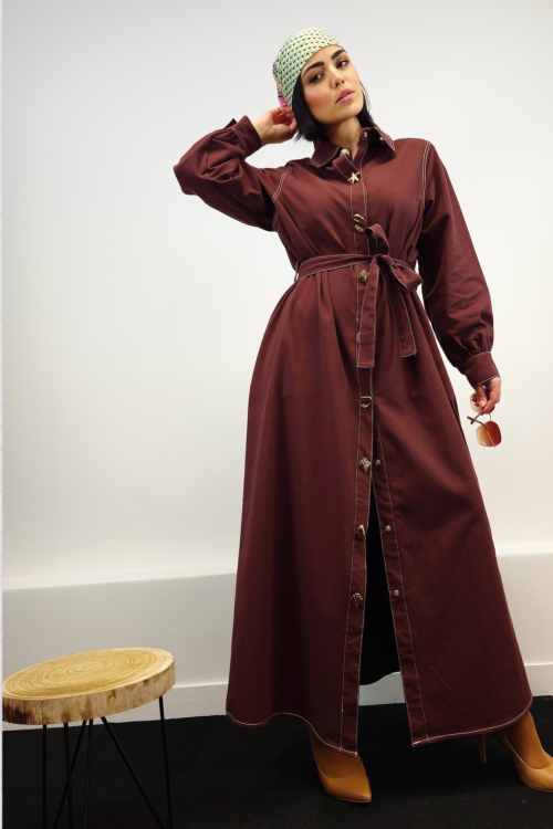 Duga bordo haljina Corinna u retro vintage stilu