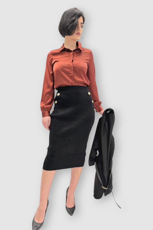 Ženska viskozna crna suknja Melodye pancil kroja