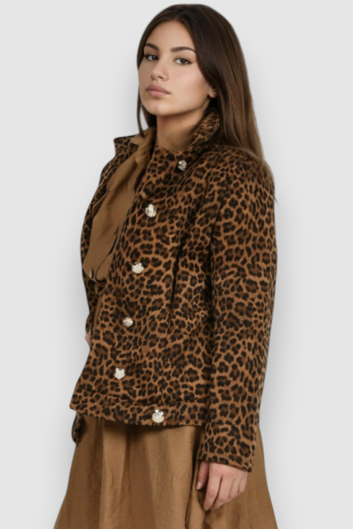 Ženski smeđi kratki kaput Lalita