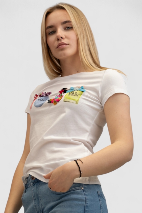 Ženska bijela majica kratki rukav Linnea