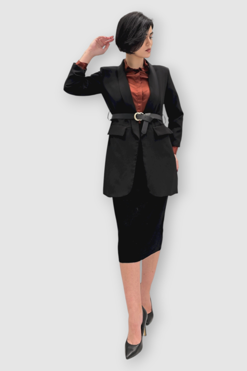 Ženska viskozna crna suknja Melodye pancil kroja