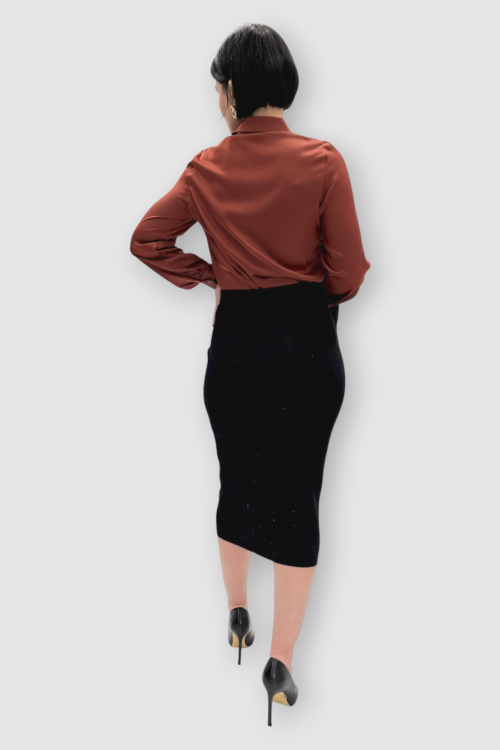 Ženska viskozna crna suknja Melodye pancil kroja