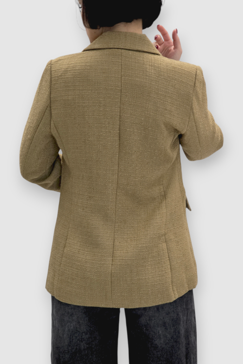 Blago pripijeni sako Ilse od tvida u camel boji sa svjetlucavim efektom