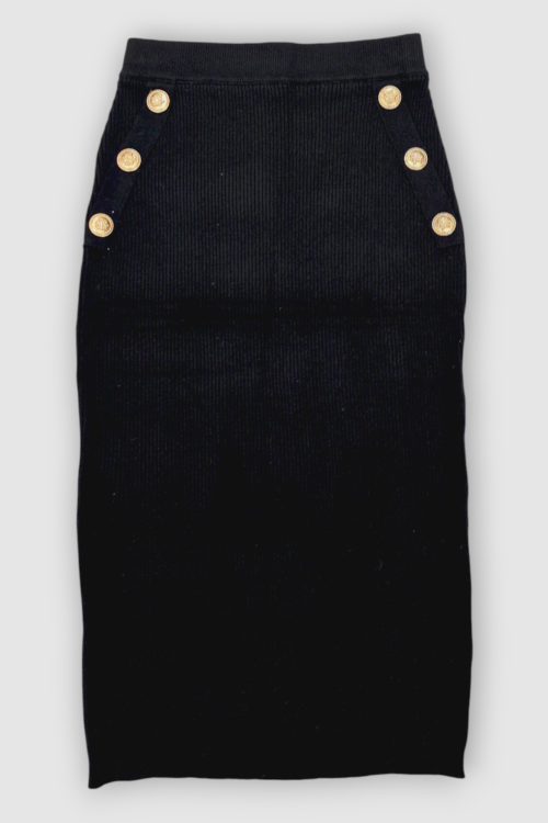 Ženska viskozna crna suknja Melodye pancil kroja