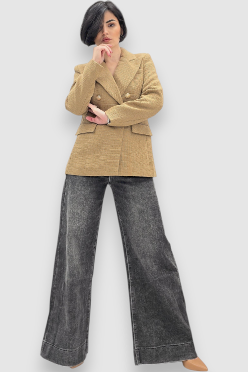 Blago pripijeni sako Ilse od tvida u camel boji sa svjetlucavim efektom