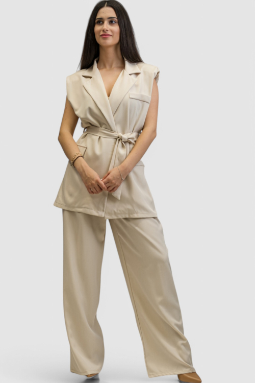 Žensko bež odijelo bez rukava Ella