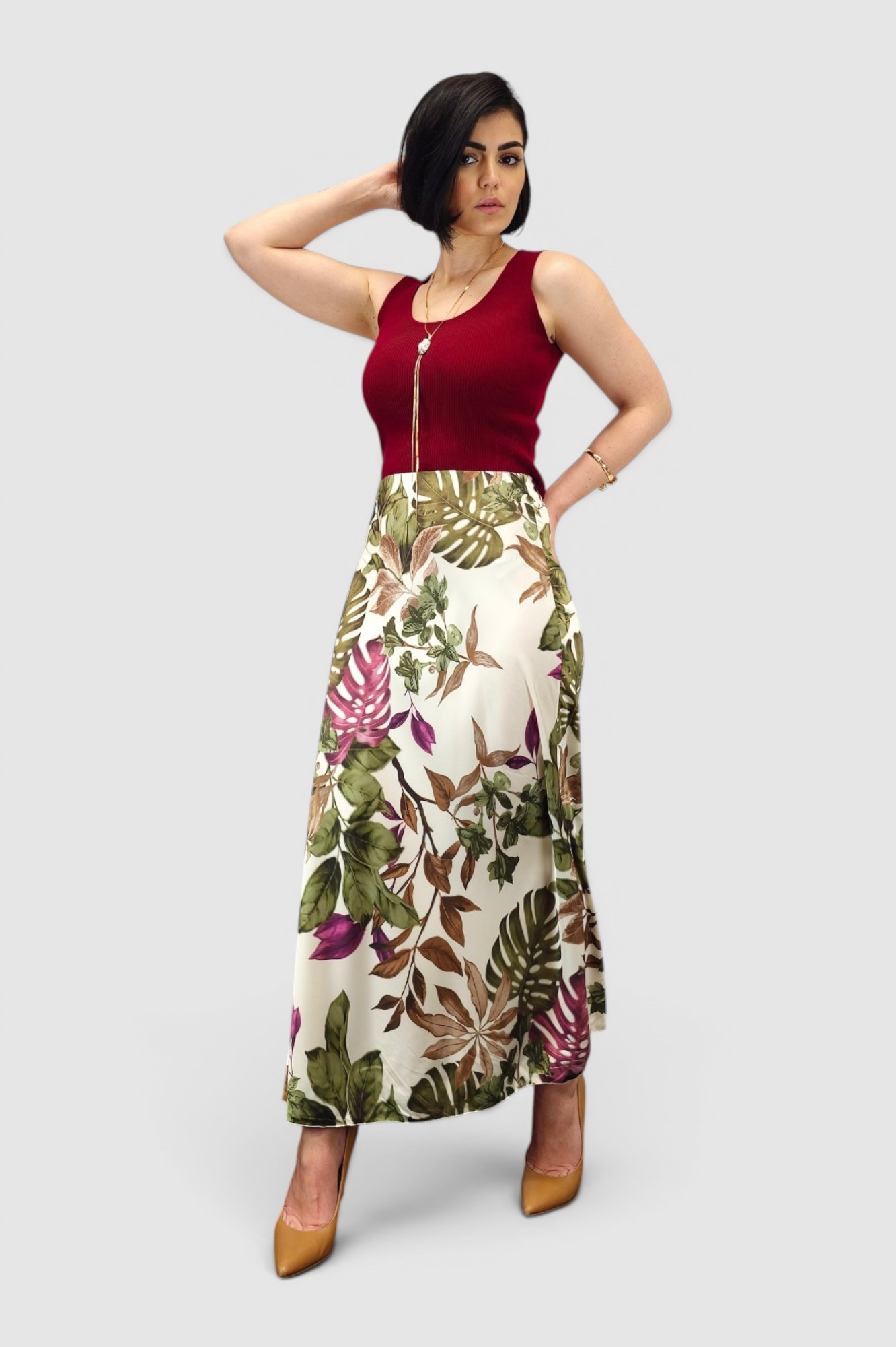 Ženska zelena lagana midi suknja Anastasie