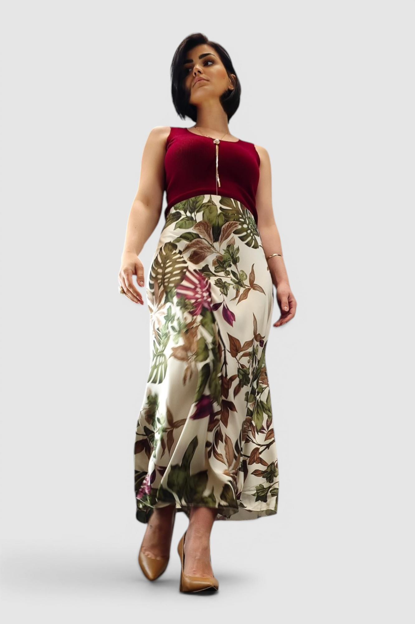 Ženska zelena lagana midi suknja Anastasie