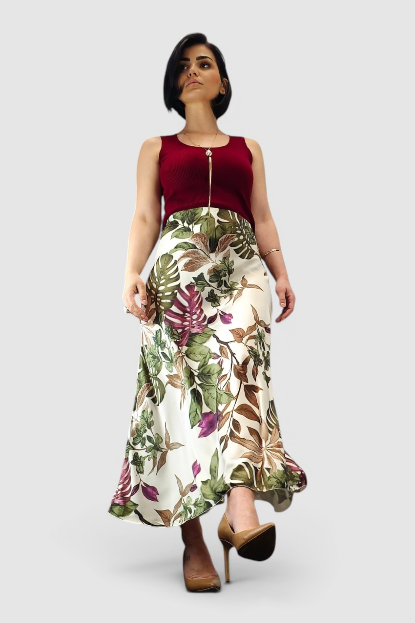 Ženska zelena lagana midi suknja Anastasie