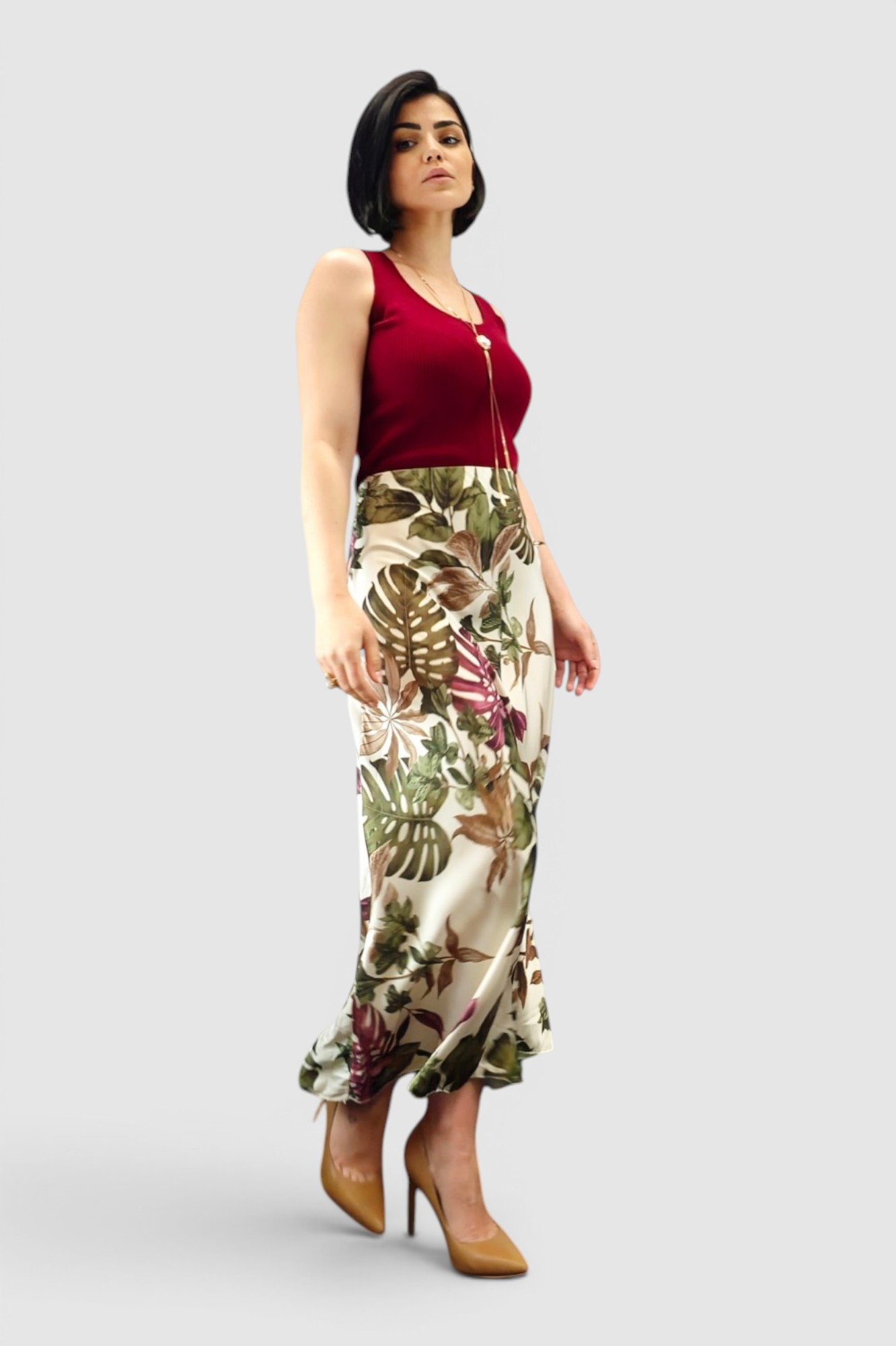 Ženska zelena lagana midi suknja Anastasie